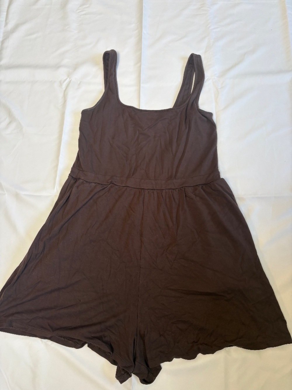 Aritzia Wilfred Market Romper Square Neck Wide Leg Brown XL